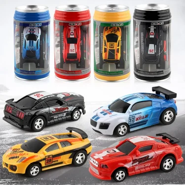 Coke Can Remote Control Car Battery Operated Remote Control Racing Vehicle LED Lights Mini RC Car with Roadblocks Christmas Gift 2