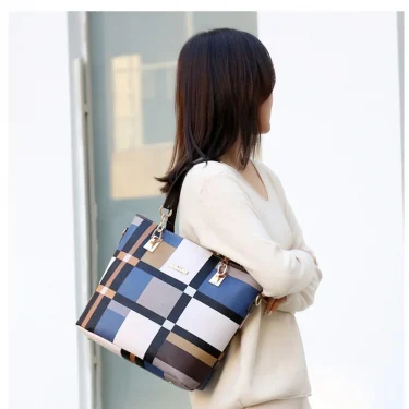 Cross-body Bag Elegant Fashion Shoulder Women's Bag Vintage Large Capacity Crocodile Pattern Mother Bag Six-piece Set 2