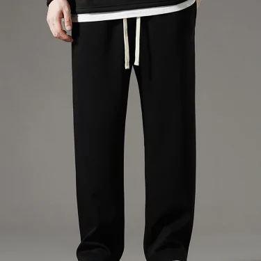 Spring Autumn Men Sweatpants Korean Fashion Sportswear Drawstring Wide Leg Straight Track Pants Cotton Casual Loose Trousers 3
