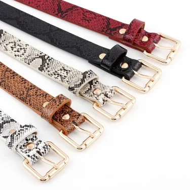 105x2.3cm High Quality lady Retro Pu Leather Snake skin texture Waist Belt Women Jeans、 dresses clothing paired with fine belt 1