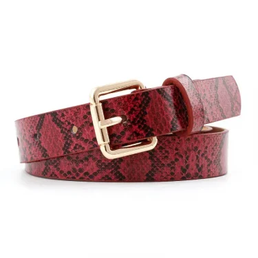 105x2.3cm High Quality lady Retro Pu Leather Snake skin texture Waist Belt Women Jeans、 dresses clothing paired with fine belt 6