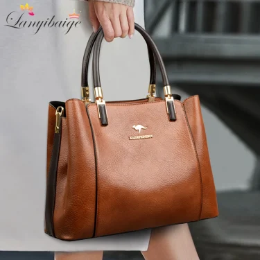 Genuine Leather Handbags Women Trending Crossbody Shoulder Bags Ladies Branded Tote Bag 100% Cow Leather Luxury Casual Sac 1