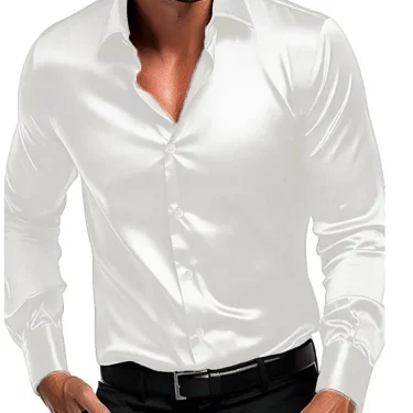 Spring and Autumn Men's Long Sleeve Shirt new Silky Smooth Business Slim Fashion Comfortable Lapel Cardigan Outdoor Casual Shirt 2