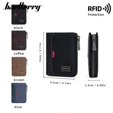 Baellerry RFID Simple Short Men Zipper Wallets Luxury Brand Card Holder Male Wallet Photo Holder Coin Pocket Man Purses 2