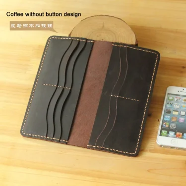 Handmade Vintage Crazy horse Genuine Leather Wallet men Leather long wallet clutch bag male purse money clips money bag 4