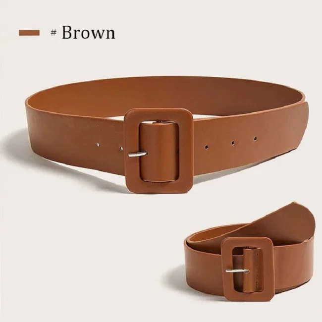 Women's Wide Belt PU Leather Belt Fashion Simple Belt for Women's Dress Luxury Designer Brand Black Pink Belt Female Strap DT167 5