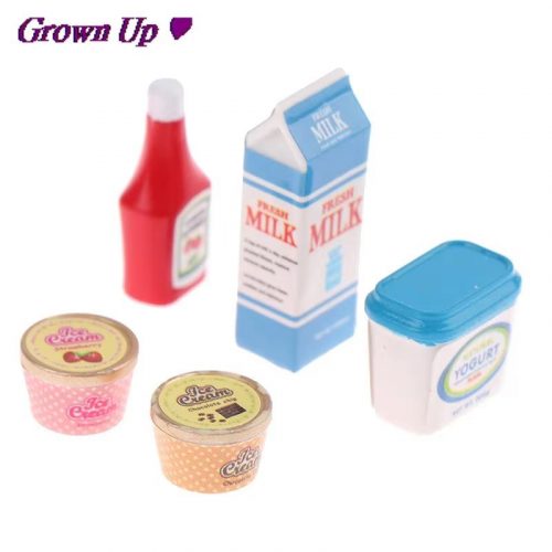 1Set 1:12 Dollhouse Miniature Food Mini Tomato Sauce Iced Yogurt Dolls Kitchen Toy