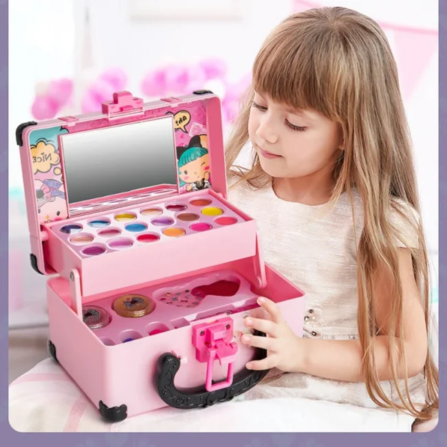 Children Makeup Cosmetics Pretend Playing Box Princess Make Up Girl Toy Play Set Lipstick Eye Shadow Safety Nontoxic Kit Toy Kid 2