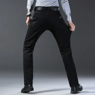 Men's New Korean Version Is Soft And Comfortable Stretch Regular Fit Jeans Fashion Casual Cotton Business Black Denim Pants 2