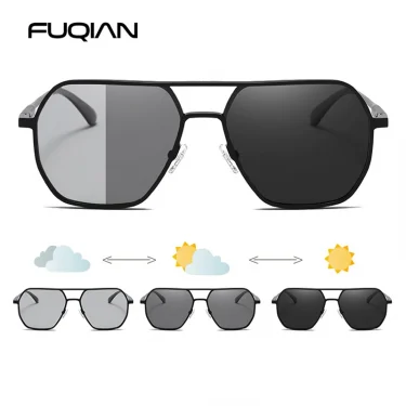 Luxury Metal Photochromic Sunglasses Men Women Fashion Polarized Sun Glasses Stylish Chameleon Anti-glare Driving Shades UV400 1
