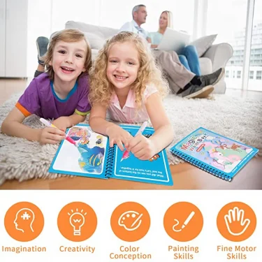 Magical Book Water Drawing Montessori Toys Reusable Coloring Book Magic Water Drawing Book Sensory Early Education for Children 5
