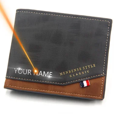 Free Name Engraving Men Wallets Slim Coin Pocket Photo Holder New Short Small Male Wallet Card Holder Frosted Leather Men Purses 1