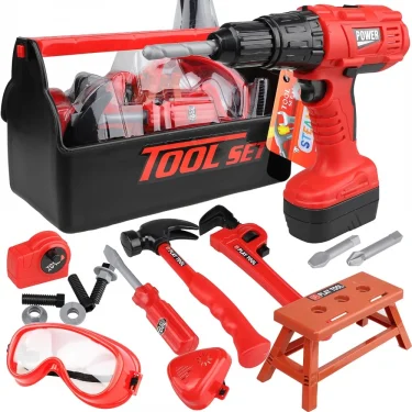 Children's Tool Set with Electric Toy Drill Kids Power Construction Toy Pretend Play Toy Tools Kit for Toddler Boys Girls Child 1