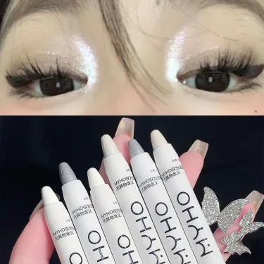 Brightening Silkworm Eyeshadow Pen Lasting Waterproof Shiny Matte White Eyeshadow Stick Pearlescent Gel Highlighter Stick Makeup 4