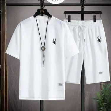 NewSummer New Mens Tracksuit Linen Fabric T-shirt and Shorts Two Piece Set Men Sports Suit Fashion Breathable Sets 1