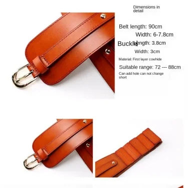 Women\'s vintage first layer cowhide leather high quality belt with skirt coat elastic belt 4