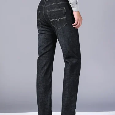 NEW Men's Classic Style Casual Stretch Slim Jean Pants Male Brand Denim Trousers Black Blue Fashion Business Jeans 5