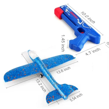Kids Airplane Launcher Toys 12.2'' LED Foam Glider Catapult Gun Plane Toy for Boys Outdoor Flying Toys Birthday Gifts for Boys 6