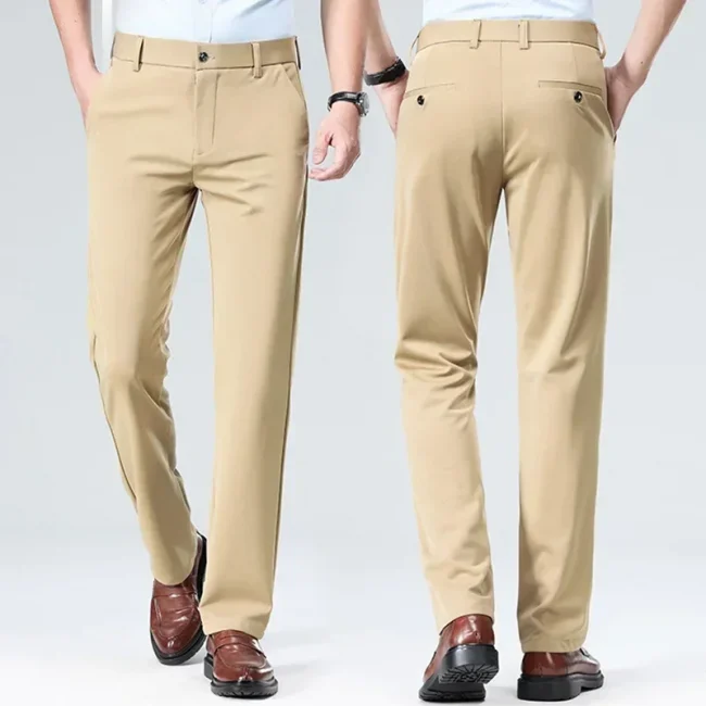 Men Suit Pants 2024 Elastic Slim Fit Dress Pants Business Solid Casual Loose Straight Leg Trouser Men Clothing Oversized 29-42 2