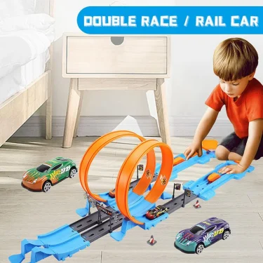 Stunt Speed Double Car Wheels Model Toys For Kids Racing Track Diy Assembled Rail Kits Educational Interactive Boy Children Toy 1