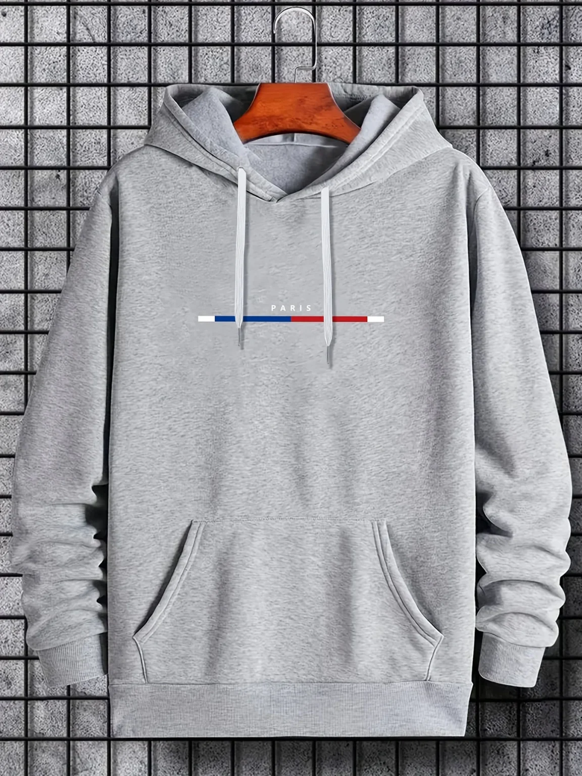 Men's autumn and winter casual fashion loose plus plus size Paris letter printed sports plus fleece hooded sweatshirt jacket 3