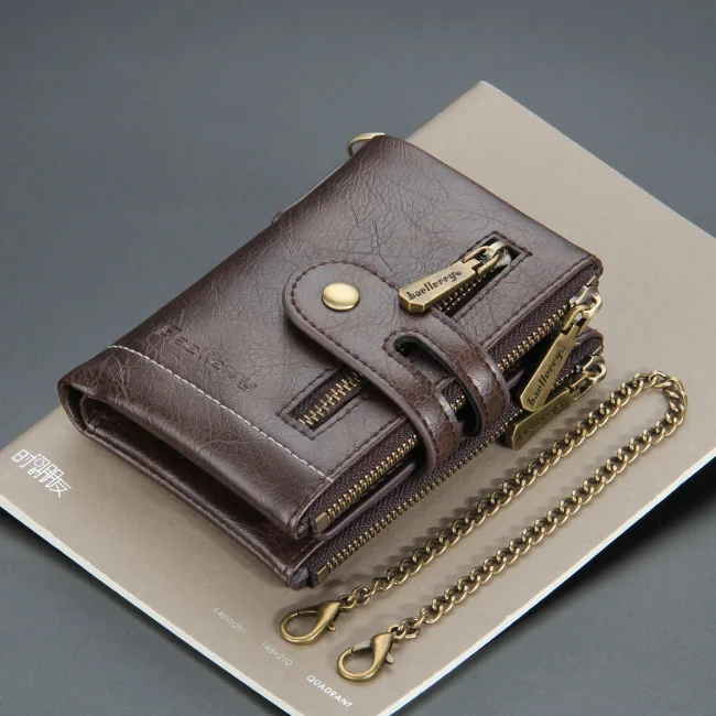 Baellerry Men Wallets Name Engraving 11 Card Holders Men Short Purse Double Zipper Coin Pocket High Quality Male Purse Cartera 6