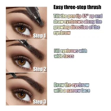 Waterproof Eyebrow Pen, Microblading Eyebrow Pencil With 4 Split Head, Natural Looking Brows Makeup ( 5 Colors) 2