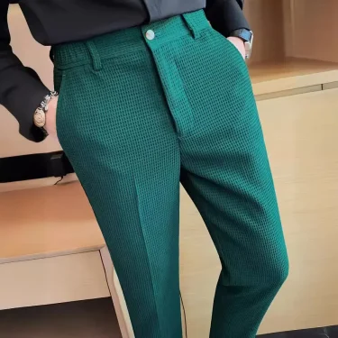 Men's Trendy High-end Feelslimming Plaid Suit Pants Casual Business Straight-leg Pants For Summer Lightweight Breathable 3