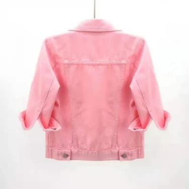 Women Denim Jacket Spring Autumn Short Coat Pink Jean Jackets Casual Tops Purple Yellow Purple Blue Loose Tops Lady Outerwear 5