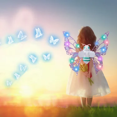 Electric Butterfly Wings Moving Elf Wing with Light Fairy Wings for Kids Birthday Christmas Cosplay Dress Up Angel Girls Toy 2