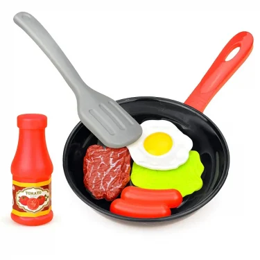 8PCS Children Kitchen Food Toys Simulation Cookware Game Set Pretend Play Pot Steak Vegetable Bread Hot Dog Omelette Kids Gift 3