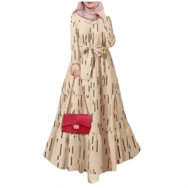 Eid Muslim Abaya for Women Print Dress Jalabiya Lace Up Saudi Arab Long Robe Ramadan Morocco Dubai Abayas Kaftan Islam Vestidos 5