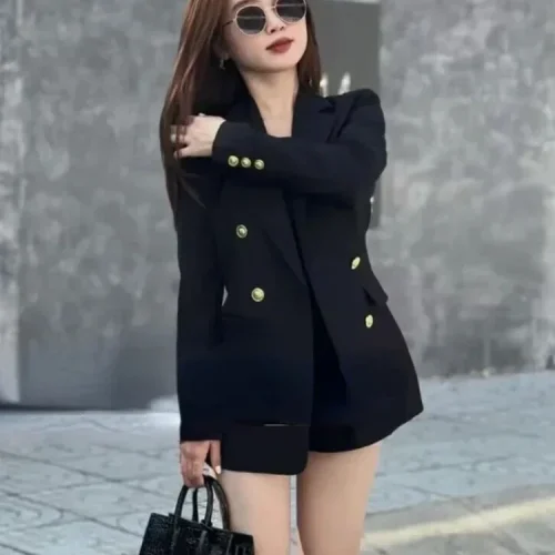 Blazers for Women Black Khaki Fashion Jacket Spring New in Woman Clothing Loose Office Ladies Double Outerwear Elegant Coat 1