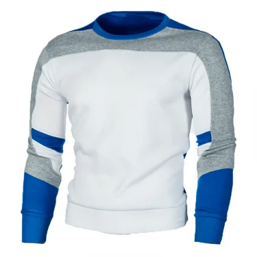 New Men's Casual Crewneck Sweatshirt Color Block Autum Spring Pullover Sweatshirts 2