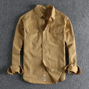 Multi-colored Retro Stripe Cotton Shirt Men's Long Sleeve Spring Autumn New Fashion Daily Dressed Up Workwear Shirt 5