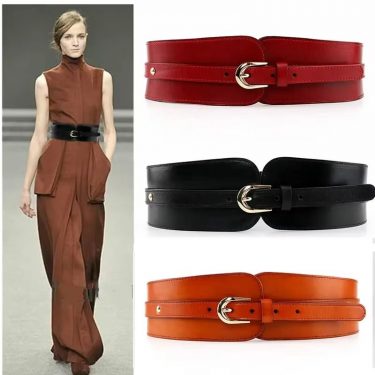 Women\'s vintage first layer cowhide leather high quality belt with skirt coat elastic belt