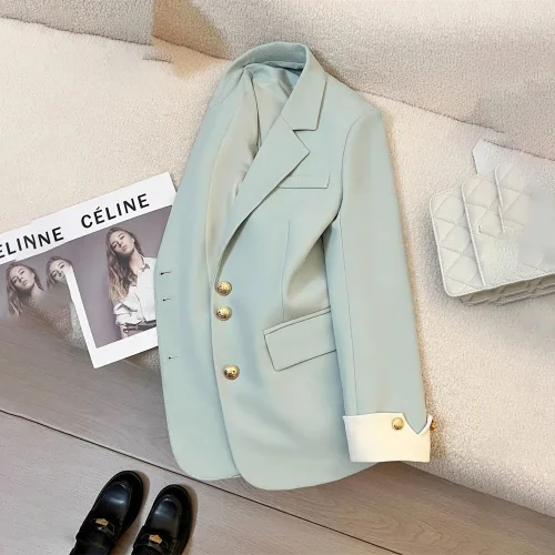 Autumn Winter Office Lady Blazer Jacket Women 2024 Fashion Long Sleeve Coat Woman Blazers Feminino New In Outerwears Casual 1