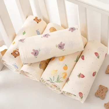 Baby Receive Blanket for Newborn Cotton Muslin Cover Swaddle Blanket Bedding Infant Bath Towel Baby Items Mother Kids Stuff 80cm 6