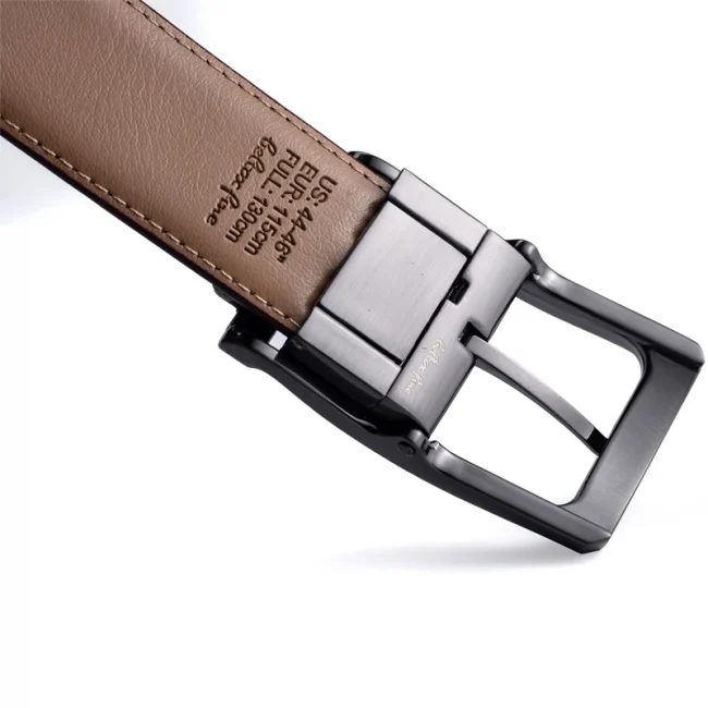 1Pcs Men's Reversible Classic Dress Belt Leather Rotating Buckle Two In One 3