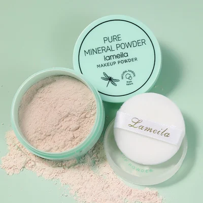 3 color facial loose powder, waterproof oil control honey powder, long-lasting makeup powder with powder puff 4