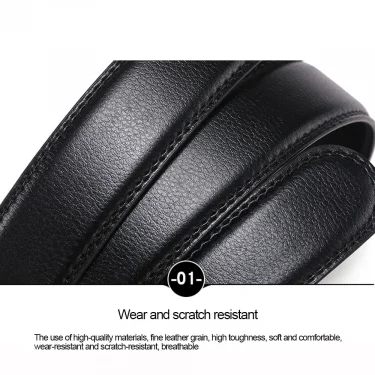Fashion Lychee Pattern Men's Automatic Buckle Belts No Buckle Belt Men High Quality Belt Male Leather Strap Jeans 3.5cm Belts 3