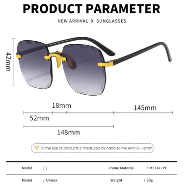 Trendy Large Frame Square Sunglasses Frameless Cut Edges Frameless Sunglasses Women Sun Protection Anti UV Sunglasses 5
