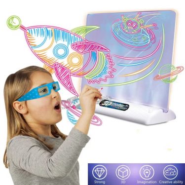 3D Magic Drawing Pad LED Light Colorful Space Ocean Dinosaur Painting Board Kids Educational Toys Grow Playmates Creative Gift