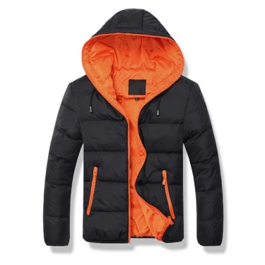 Men's Casual Jacket Cotton Parka Coat Autumn Winter Thin Hooded Cotton Padded Jacket Windproof Outdoor Travel Outwear 2
