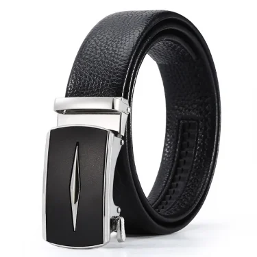 Leisure men's belt metal automatic buckle faux leather men's belt PU men's business belt 4