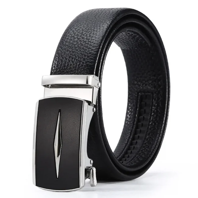 Leisure men's belt metal automatic buckle faux leather men's belt PU men's business belt 4