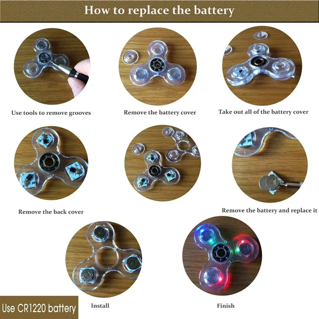 Crystal Luminous LED light Fidget Spinner Hand Top Spinners Glow in Dark EDC Stress Relief Toys Kinetic Gyroscope for Children 4