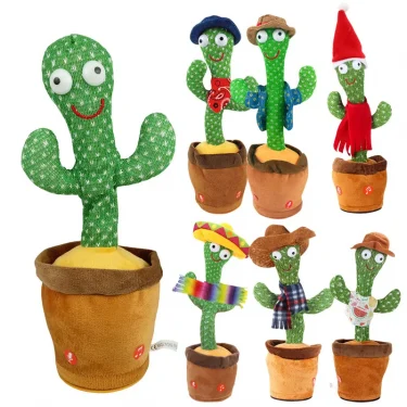 Dancing Talking Cactus Toys Singing Mimicking Recording Repeating What You Say Glow Stuffed Toy For Baby Boys Girl With clothing 4