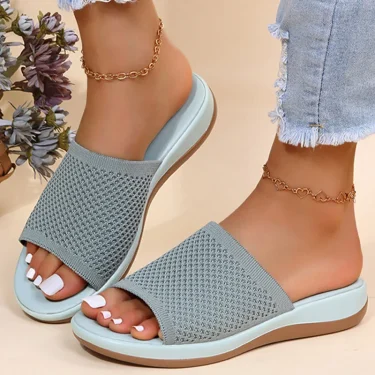 Women Sandals Soft Flat Sandals Zapatos Mujer Summer Sandals Women Stretch Fabric Summer Footwear Elegant Slippers Shoes Women 3