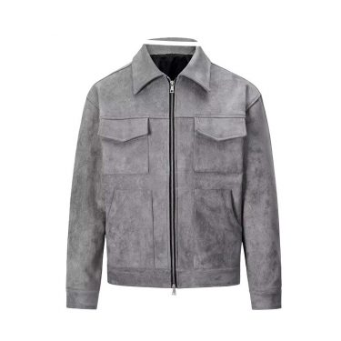 Autumn Jackets Oversize Casual Clothes High Street Pockets Laper Zipper Suede Thick Coat Mens Windbreaker Loose